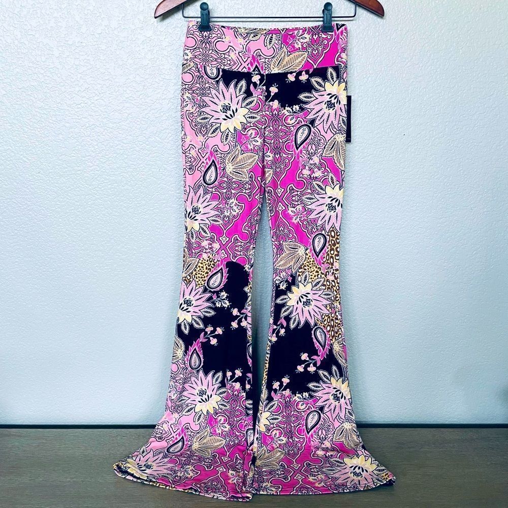Boho Paisley Flare Seventies Pull-On Stretch Flare Pants S